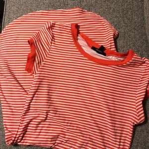 Coral striped tshirt dress